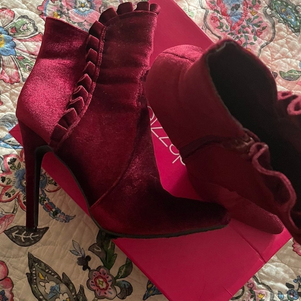 Maroon Velour Booties